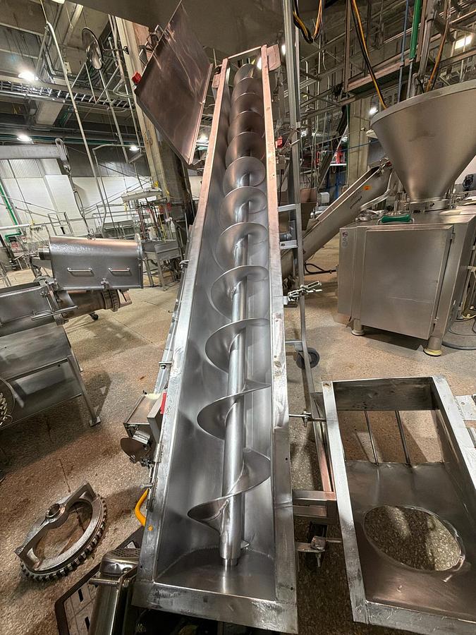 Used 12 Inch Diameter Stainless Steel Sanitary Incline Screw Conveyors