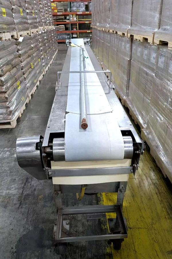 Used 10 Inch X 174 Inch Stainless Steel Sanitary Belt Conveyor Variable Speed 110 Volt