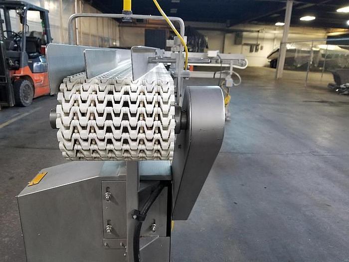 Used 8in Wide X 16ft Long Intralox Conveyor With 90 Deg Turn Discharge - Stainless Steel Sanitary