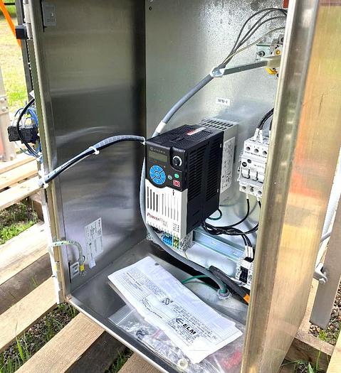 Used Stainless Steel Table Top Chain Conveyor Variable Speed Controlled 4.5" X 78"