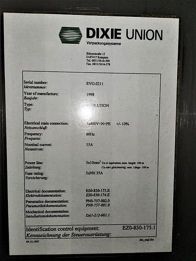 Used Dixie Union Model Evolution Stainless Steel Sanitary Gas Flushed Vacuum Thermoformer
