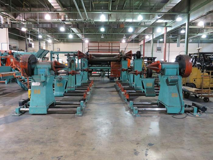 Used 100" Clark Aiken Rotary Knife Sheeter w/ 5 Unwind Stands