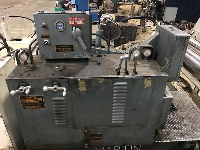 Used 65" WIDE MARTIN SHAFTLESS FLOOR PICK UP UNWIND STAND 72" DIAMETER