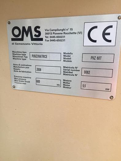 Usato PUNZONATRICE OMS MOD. PNZ 60 T