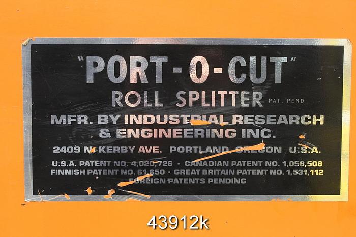 Used Industrial Research & Engineering Inc. Port-O-Cut Roll Splitter, 32" Stroke #43912