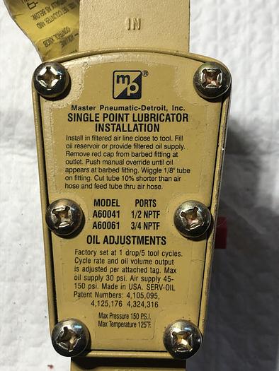Master Pneumatic A60041  Single Point injection lubricator for air tools 1/2"(MP)