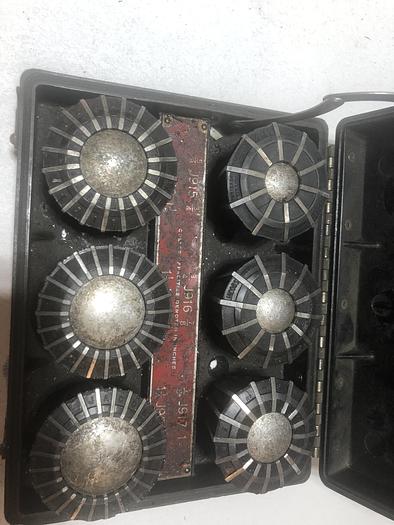 Used Jacobs 5pc Rubber-Flex Lathe Collet Set. 5/8" to 1-3/8" capacity. USA