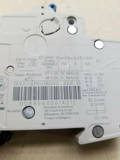 Used Allen Bradley 1492-SPM1B040 Ser D 1492-SP B 4 A