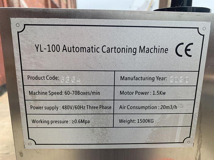 Used Cartoner, Yile, Mdl YL-100, Horizontal Load, Automatic #S744130