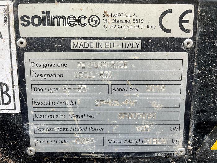 Used 2018 Soilmec SF-65 CFA rig (SOLD)