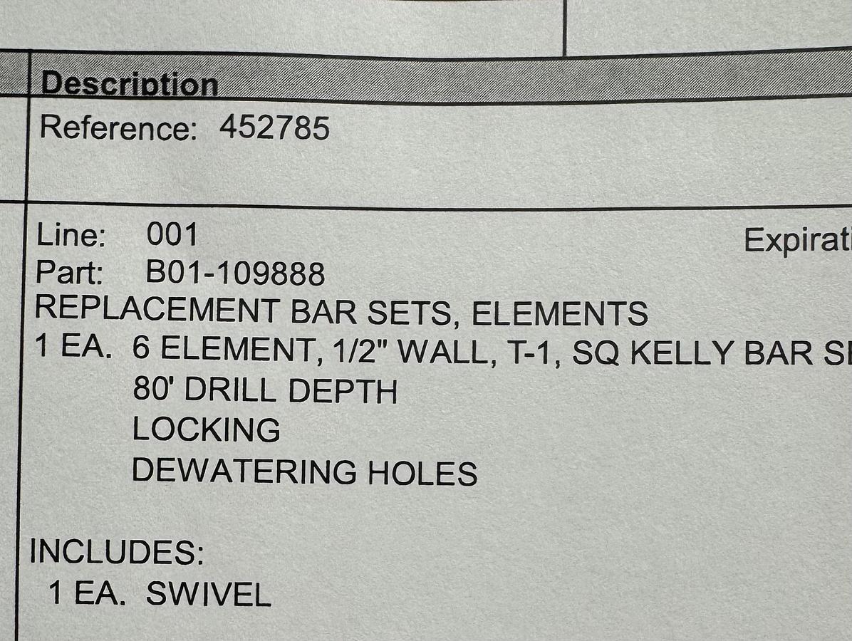 Used 2020 Bay Shore 80ft Kelly Bar Set