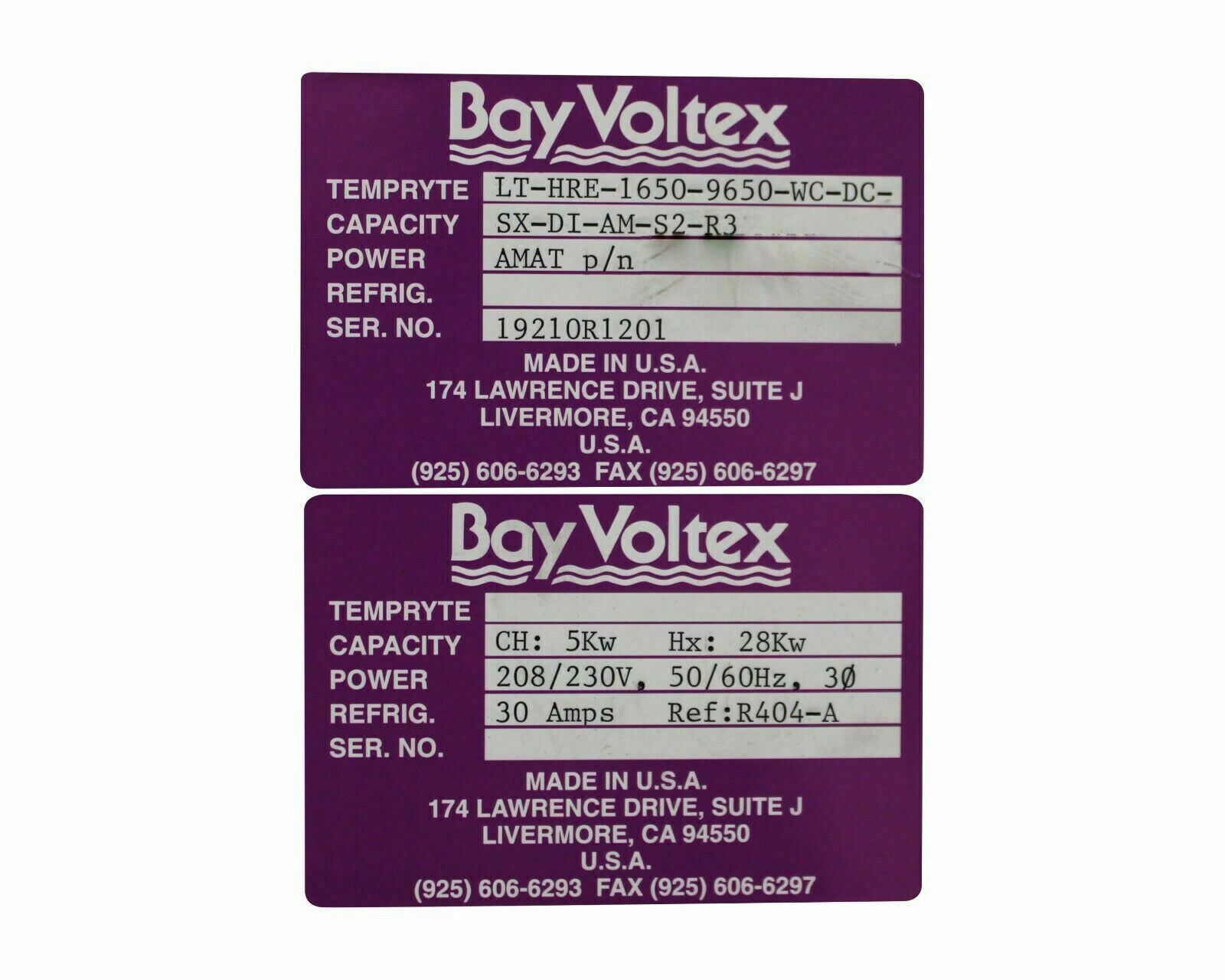 Used BAY VOLTEX LT-HRE-1650-9650-WC-DC-SX-DI-AM-S2-R3 CHILLER HT XCHR DUAL MAG PUMP