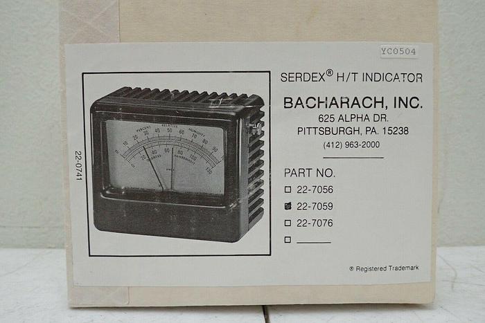 Used Serdex Bacharach 22-7059 Relative Humidity H/T Indicator