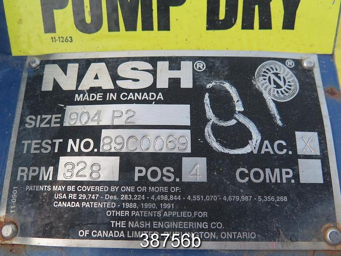 Used Nash 904 P2  Vacuum Pump, Stainless Steel Casing, Cones, & Rotor #38756