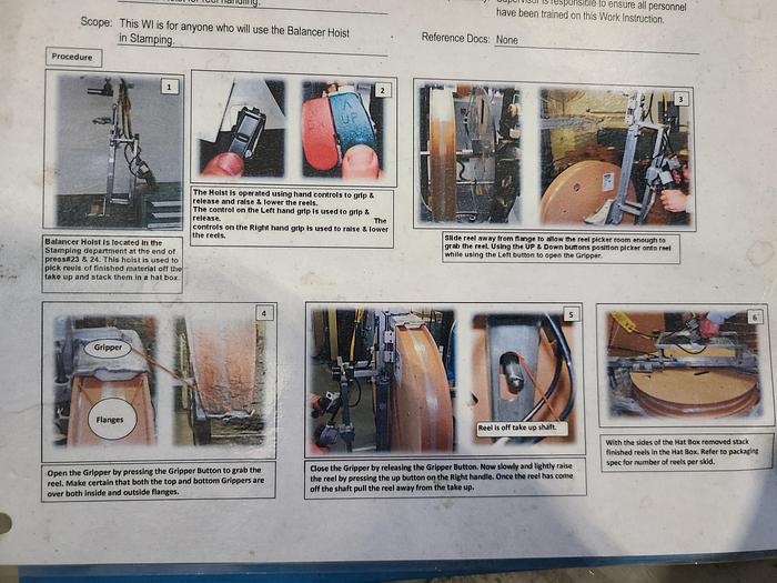 Used 350 Lb Air Balance Back Saver Heavy Lifting Hoist for Coil Stock