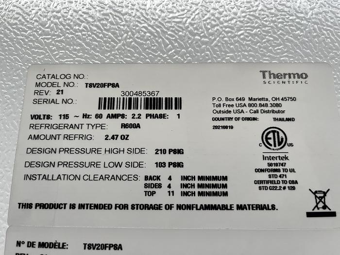 New Thermo Scientific TSV20FPSA