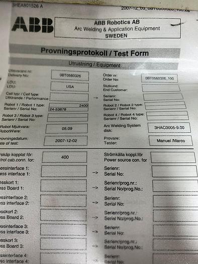 Used ABB IRB 2400 ROBOTIC ARC WELDING CELL WITH DUAL ABB IRBP 2000L DUAL TRUNNIONS