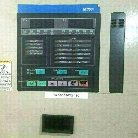 Used Matsui DMZ 40 Plastic Resin Dryer with Vacuum Transfer Conveyor