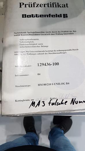 Used 2005 BATTENFELD HM 80/210 S UNILOG B4