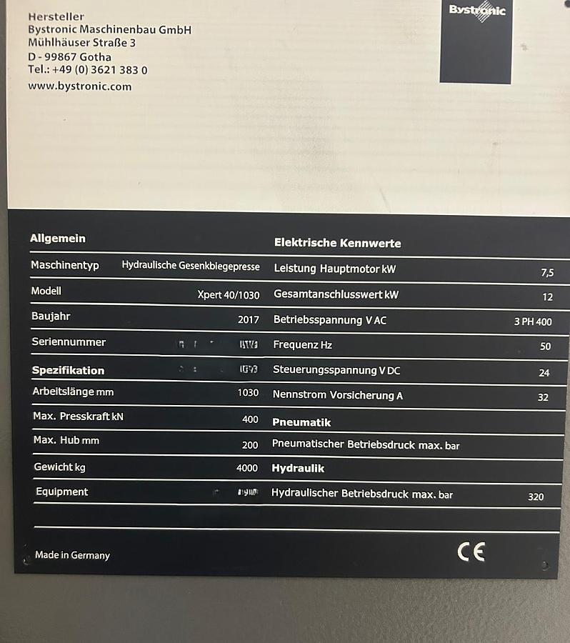 Used 2017 BYSTRONIC Xpert 40/130 + MBR