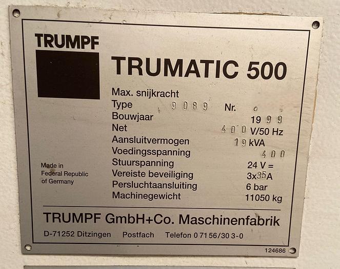 Used 1999 TRUMPF Trumatic 500R