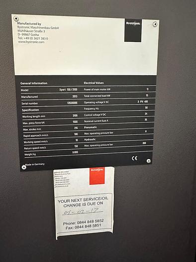 Used 2013 BYSTRONIC Xpert 150 x 3100 (< 700 hours!)