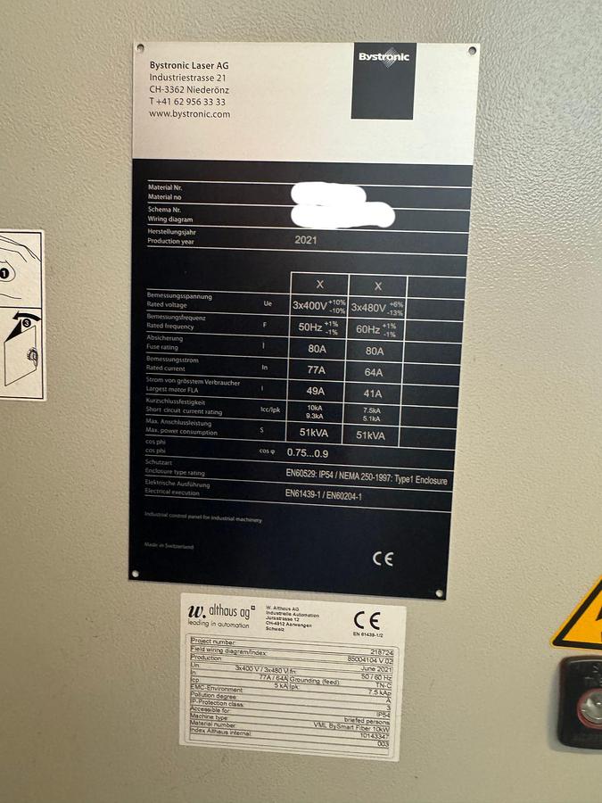 Used 2021 BYSTRONIC BySmart 3015 10KW
