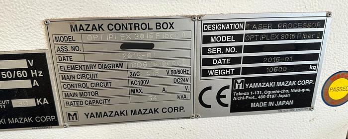 Used 2015 MAZAK Optiplex 3015 Fiber II 4KW