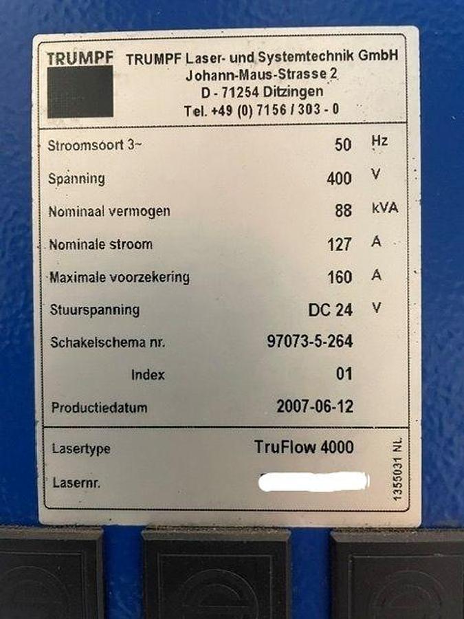 Used 2007 TRUMPF TruLaser 3030