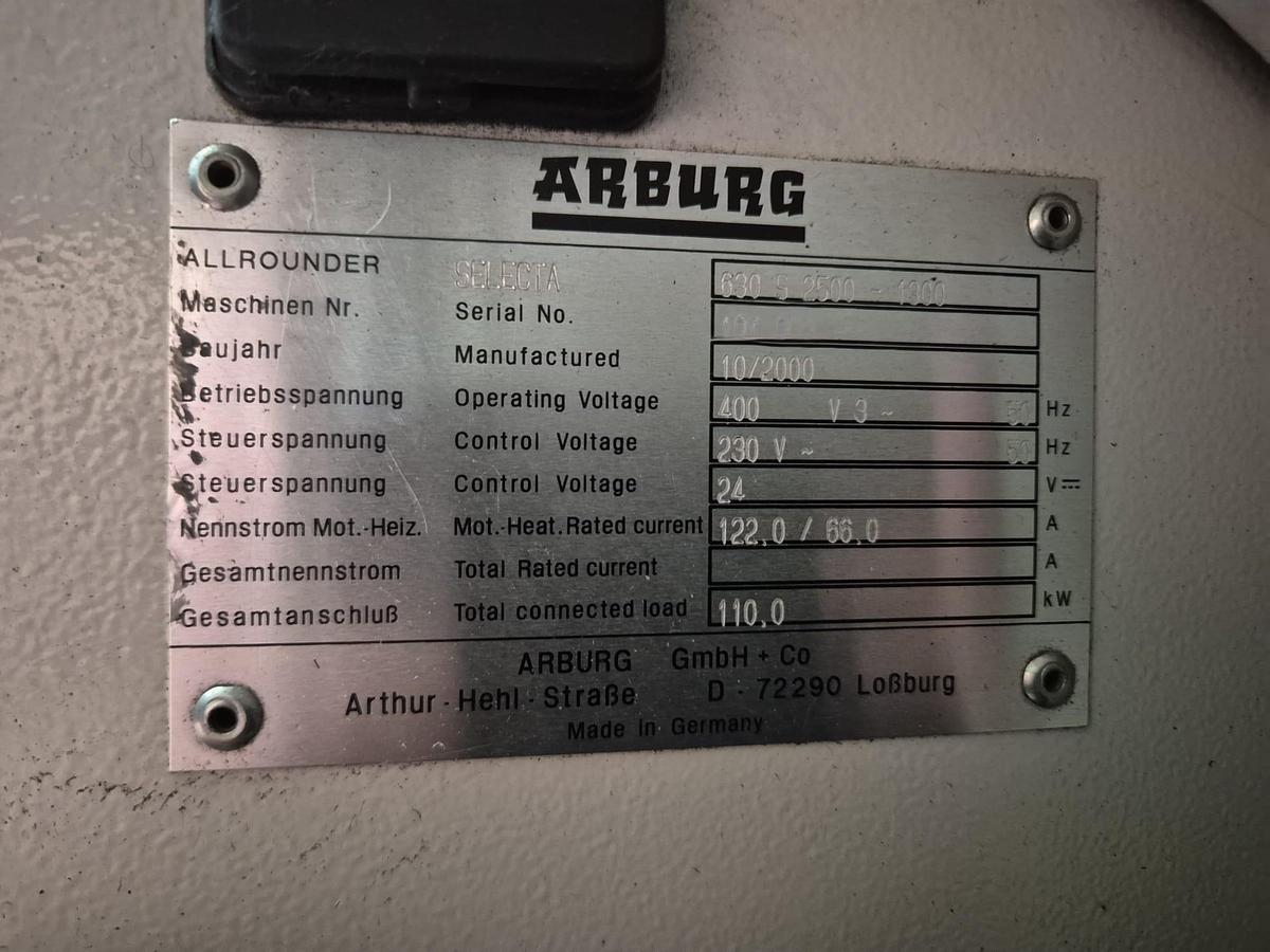 Used 2000 ARBURG Allrounder 630 S 2500-1300
