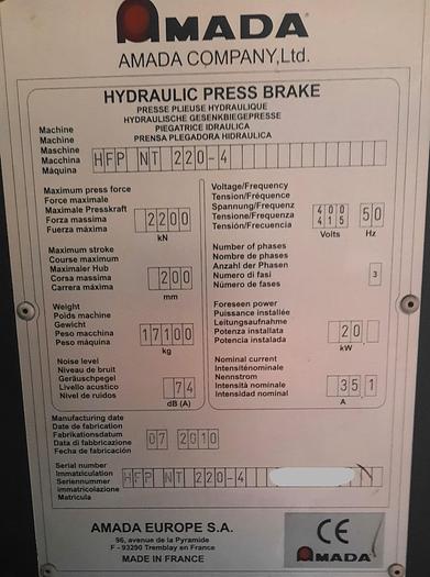 Used 2010 AMADA HFP 220/40 NT