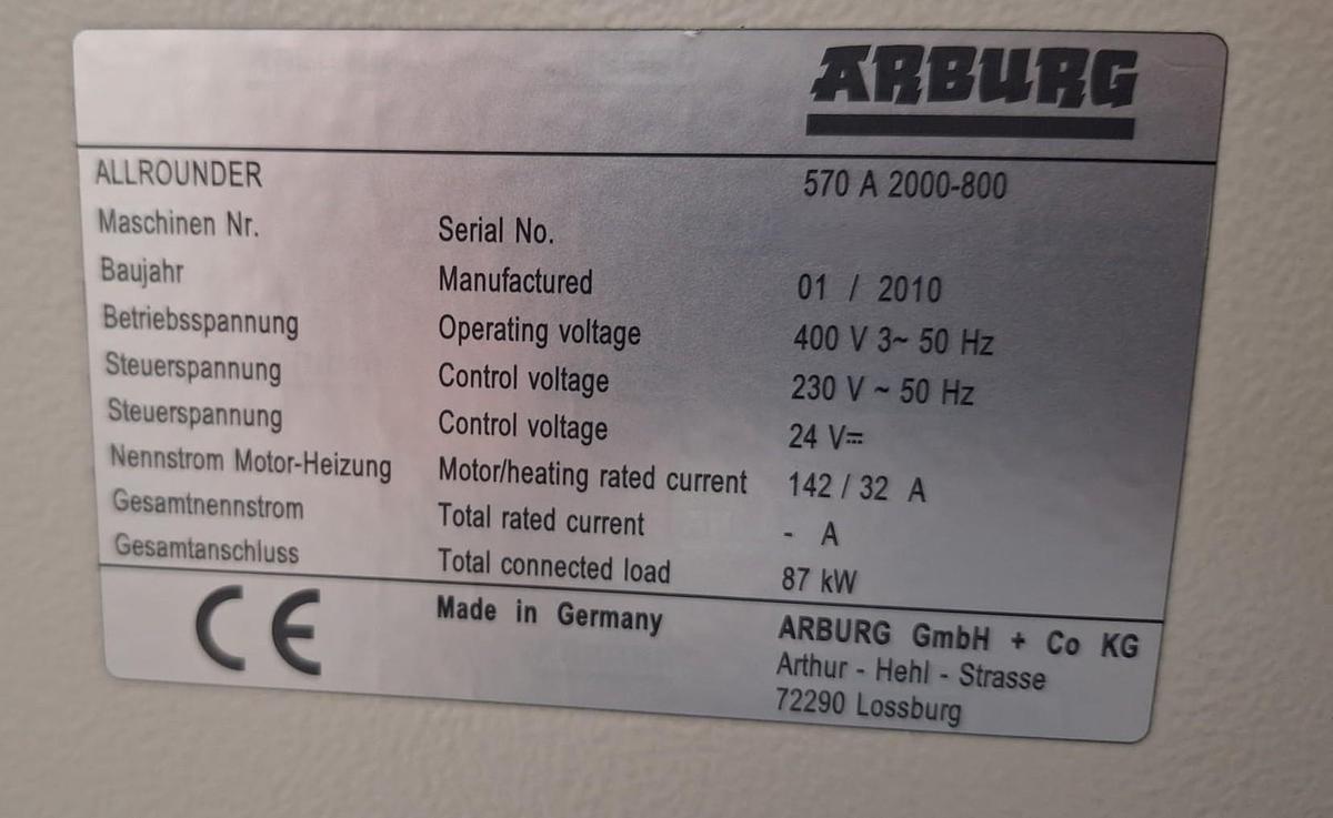 Used 2010 ARBURG 570 A 2000-800