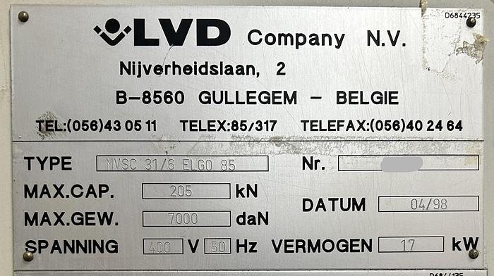 Used 1998 LVD MVSG 31-6 Elgo 85