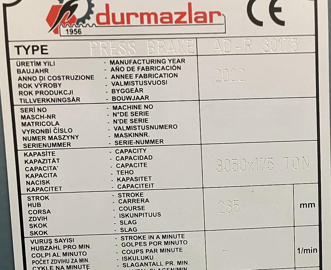 Used 2022 DURMA AD-R-30175