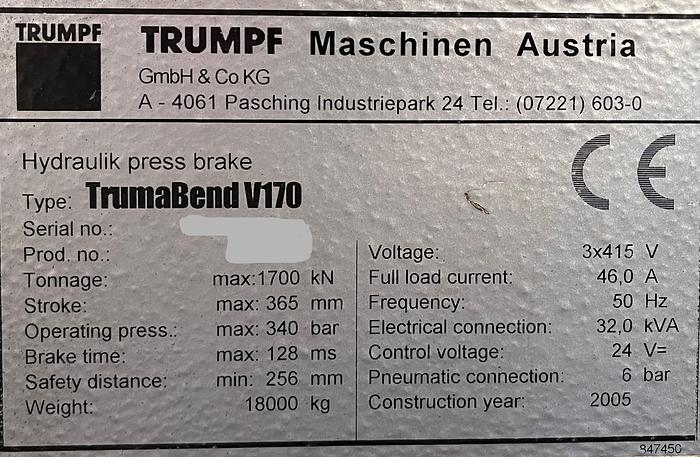 Used 2005 TRUMPF V170