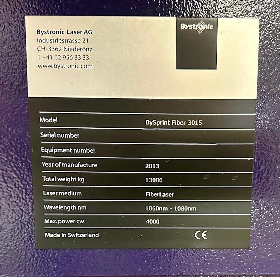 Used 2013 BYSTRONIC Bysprint Fiber 3015 4KW + Bytrans Extended