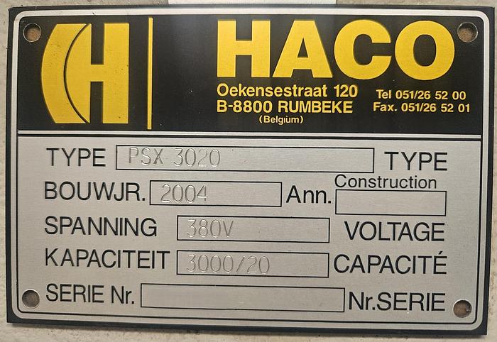 Used 2004 HACO PSX 3020
