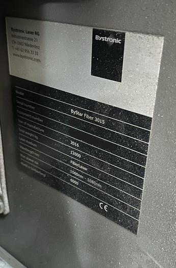 Used 2016 BYSTRONIC Bystar Fiber 3015 6KW