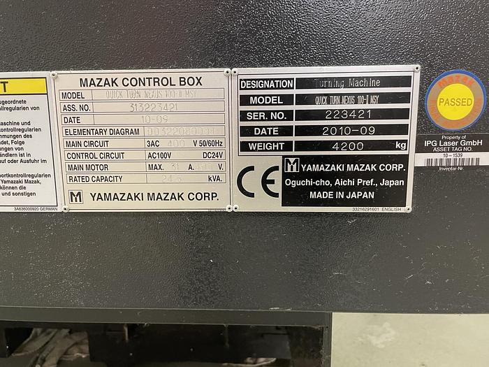 Used 2010 MAZAK QTN100 II MSY + Barfeeder