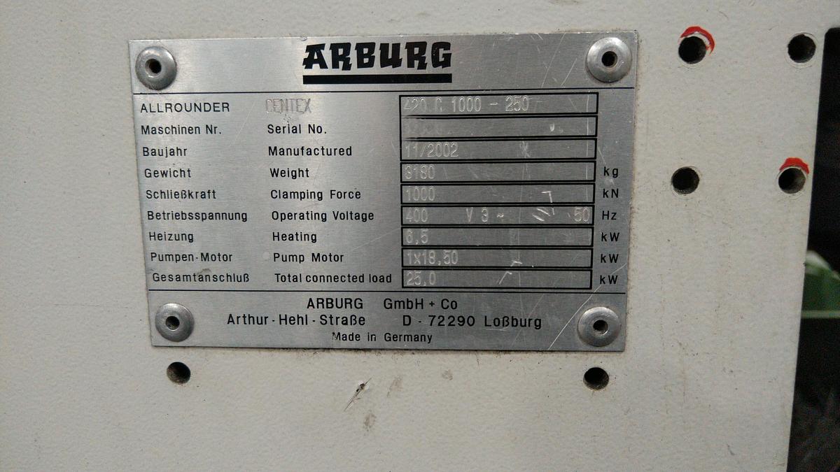 Used 2002 ARBURG Allrounder 420C 1000-250