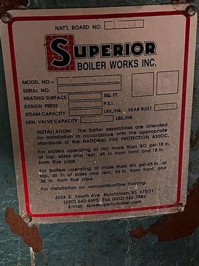 Used Superior Steam Boiler Model GMS-2000HP -45P