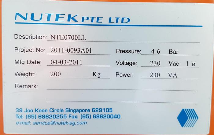 Used 2011 Nutek NTE 0700 LL
