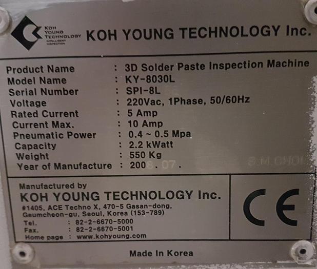 Used 2008 Koh Young KY-8030L