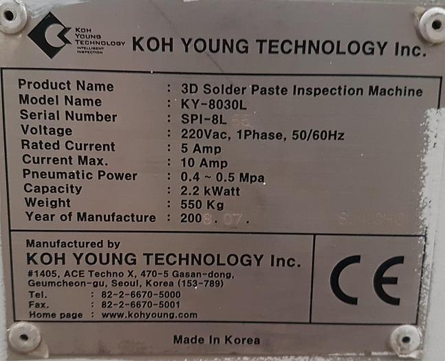 Used 2008 Koh Young KY-8030L
