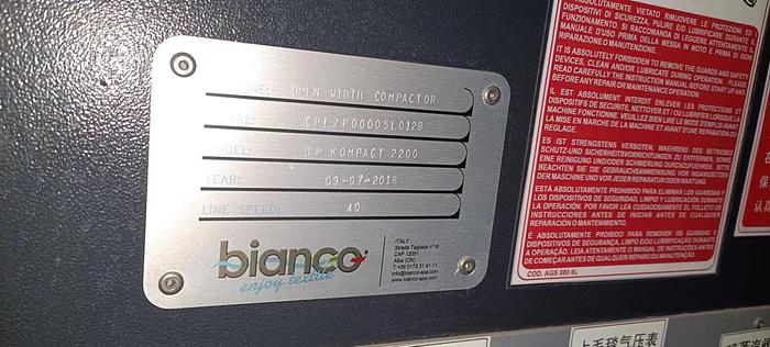 Used Bianco open width compactor for fabric