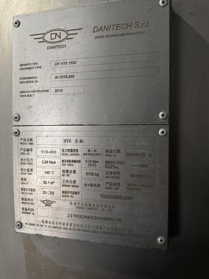 Used 2019 Danitech Dyeing Machine for fabric