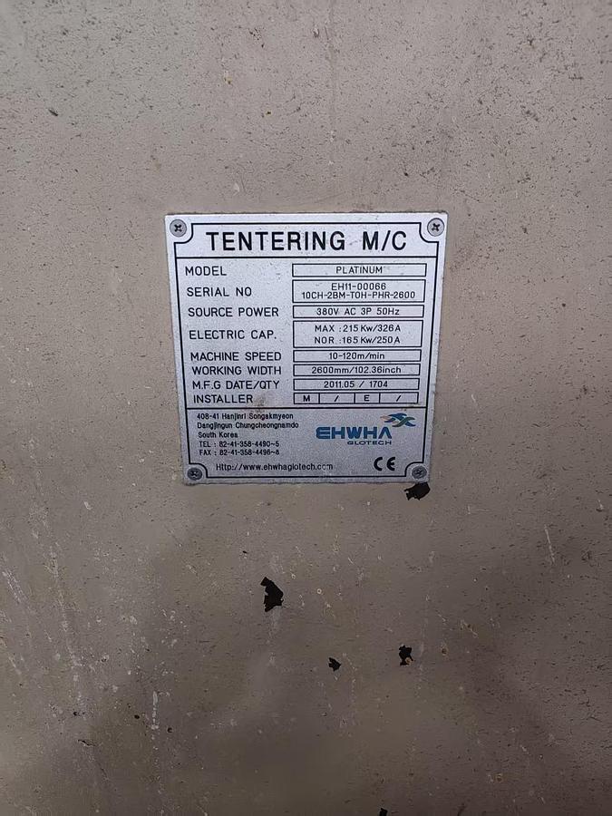 Used 2011 Ehwha stenter for fabric