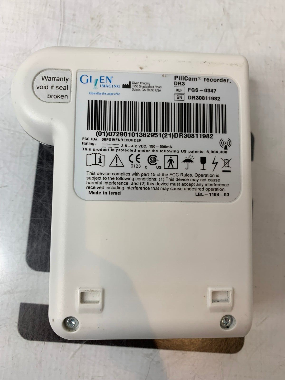 Used Given Imaging PillCam DR3 Data Recorder FGS-0347 Capsule Endoscopy