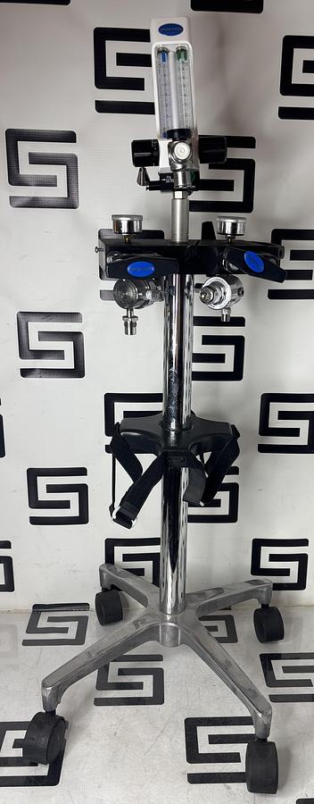 Used Porter MXR 3000 Dental Flowmeter & 2045-2 4 Cylinder Mobile Cart Stand Flowmeter