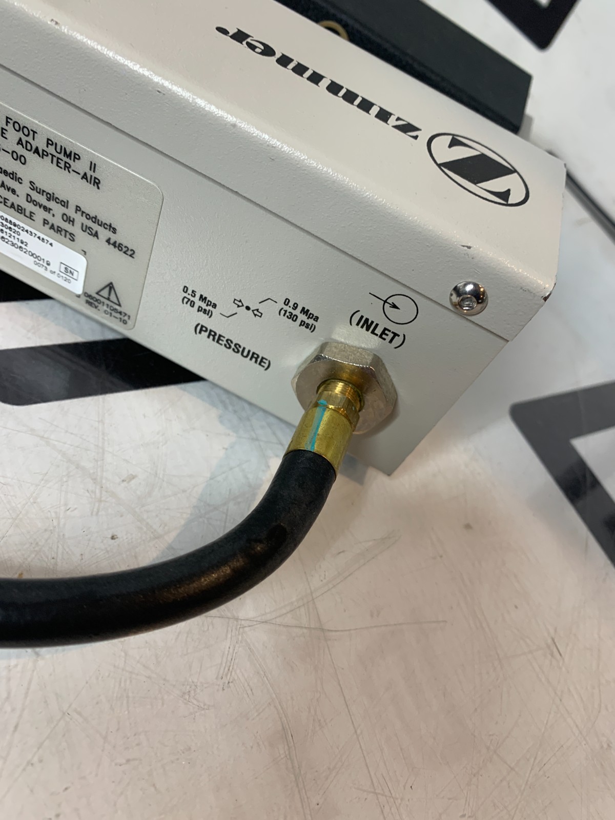 Used Zimmer 00-5049-086-00 Vacuum Foot Pump II 5049-086 w/ Schrader Hose Adapter-Air